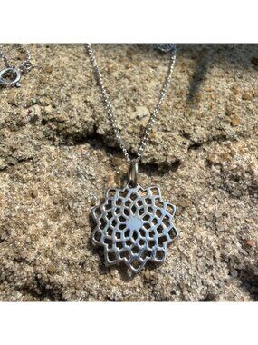 Sterling Silver Crown Chakra Pendant Necklace Mandala Sahasrara Filigree 925